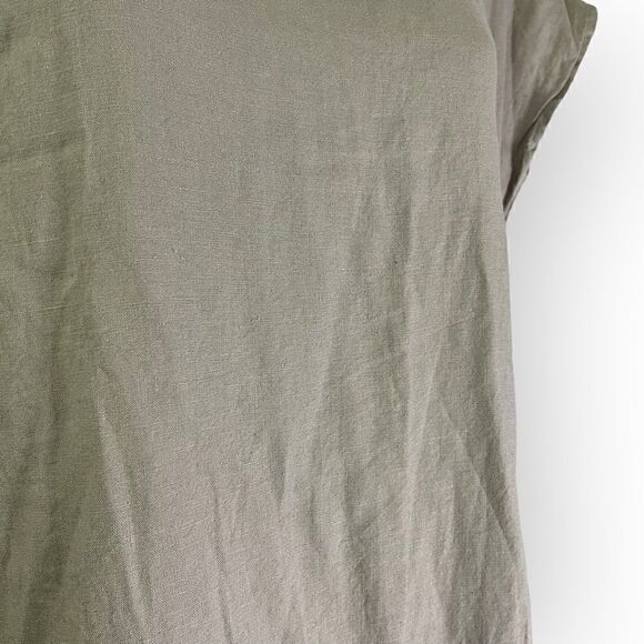 Universal Standard Stretch Linen High Low Dress Gray Short Sleeve - Picture 4 of 11